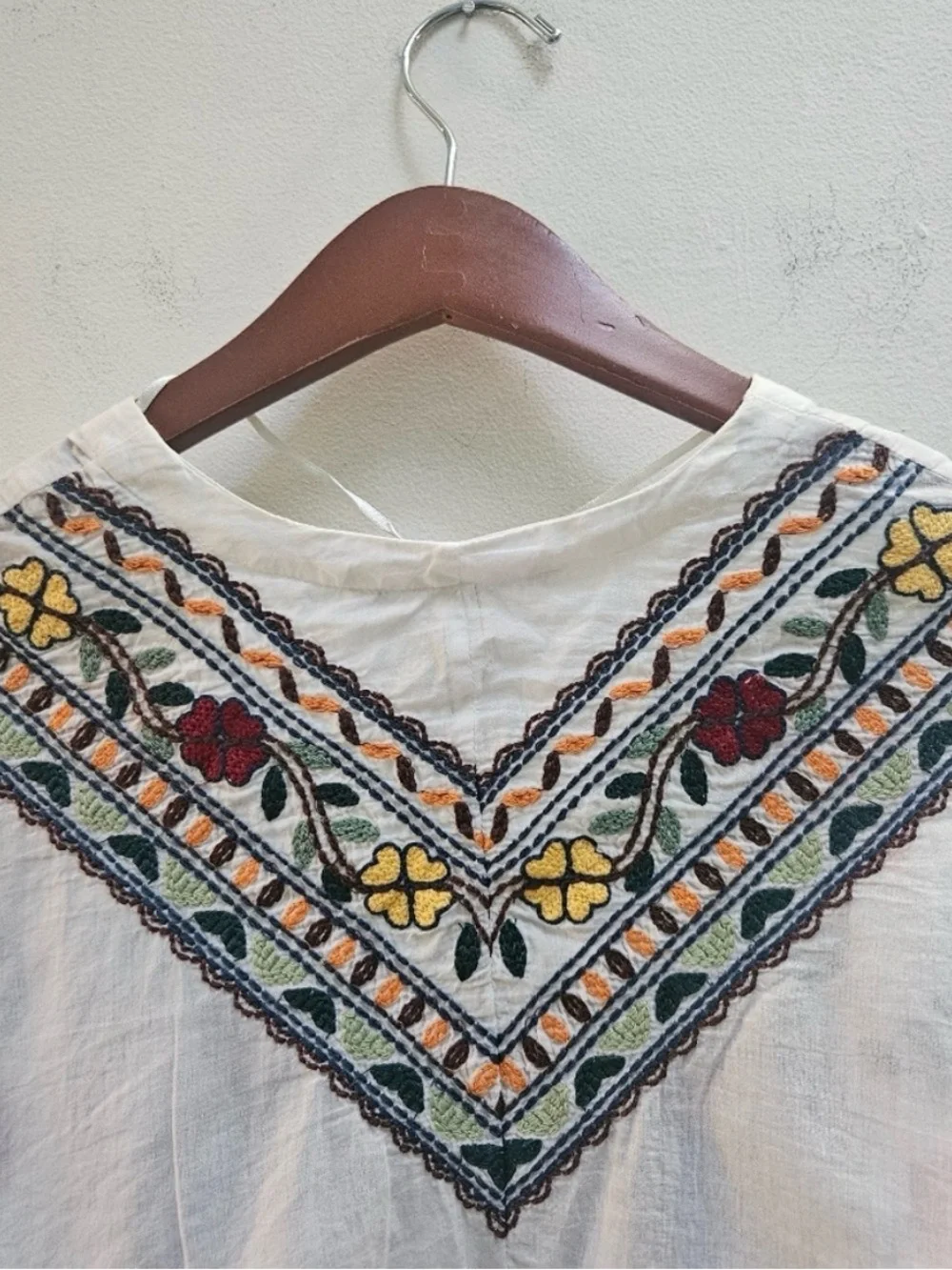Zara Women's Embroidered Floral Kimono Crop Top Size XL White Boho Cottage - Picture 6 of 11